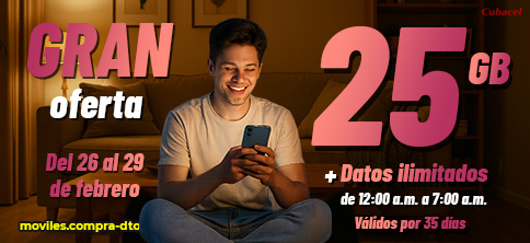 25 GB todas las redes + internet ilimitado de 12am a 7am